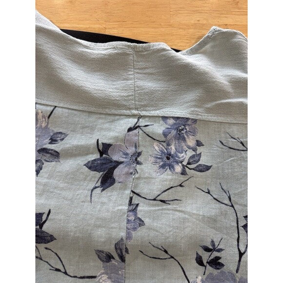 Lungo Larno Linen Top Size 2X Floral Woven Boho Lagenlook Coastal Beachy Blue - Picture 11 of 12